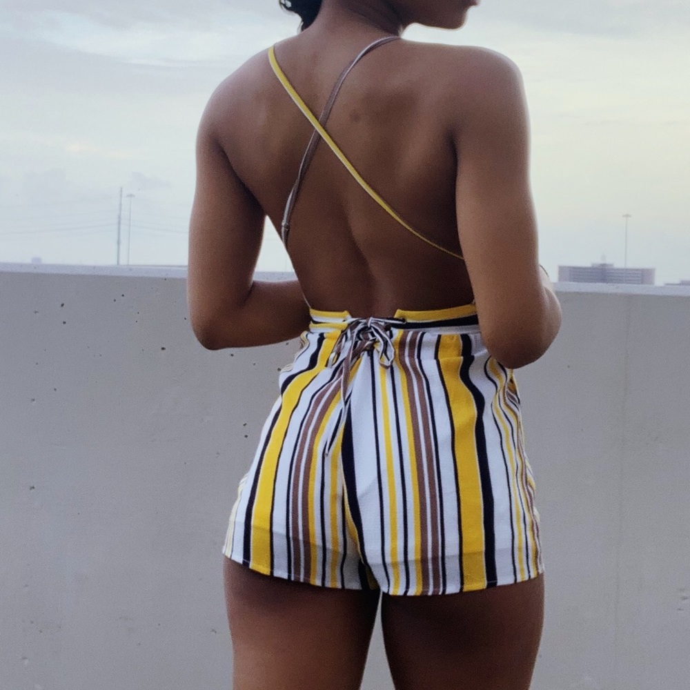 Cross back romper